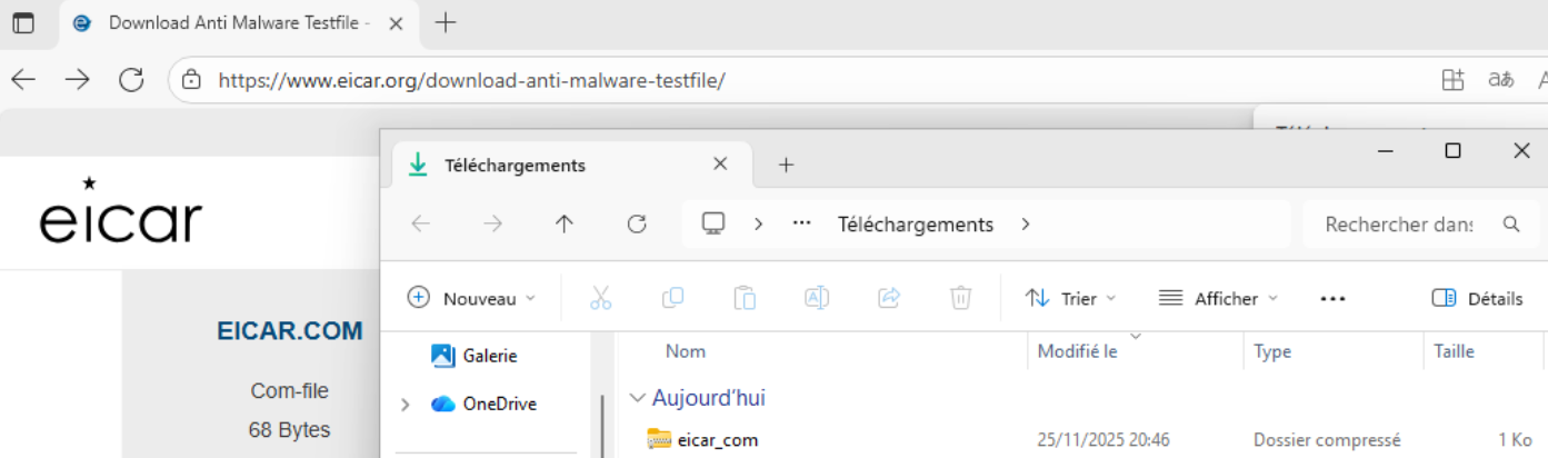 Téléchargement Eicar